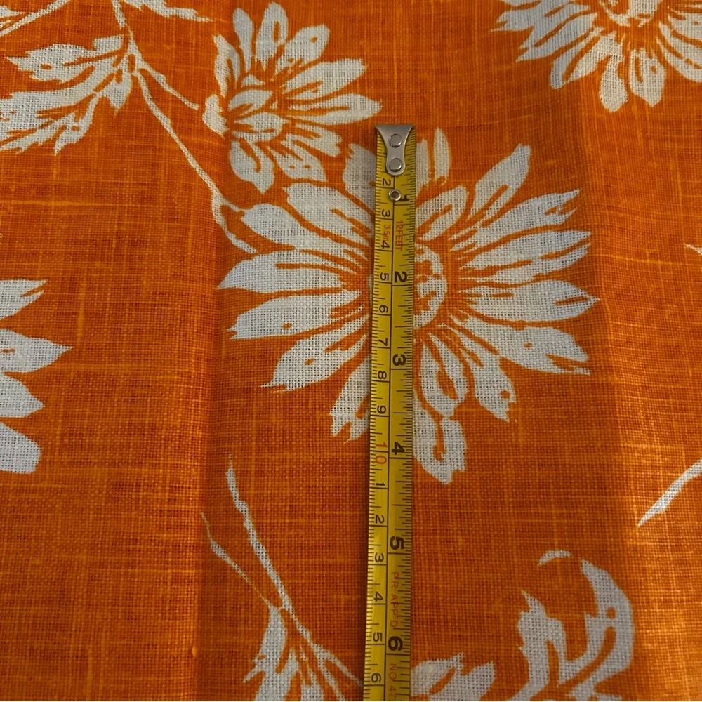 Parisian Prints Pure Linen oval tablecloth vintage daisies USA orange white new